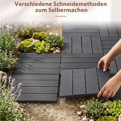 SWANEW 30x30cm PP Terrassenfliesen, Klickfliesen 450 kg/m² belastbar