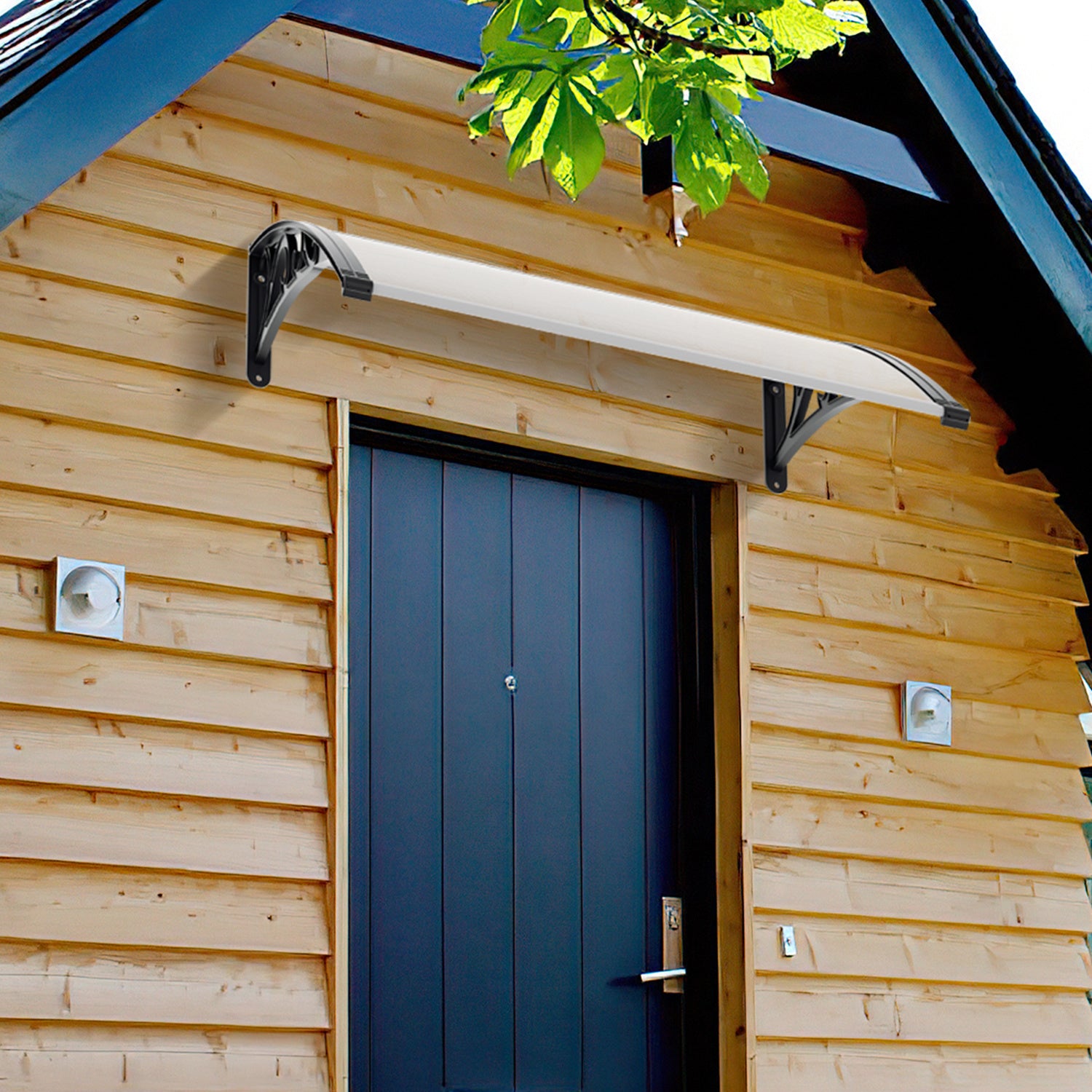 SWANEW Vordach für Haustür, 5 mm Überdachung, Transparentes Pultbogenvordach, Polycarbonat Pultvordach, Türdach für draußen