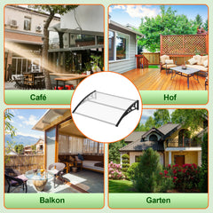 SWANEW Vordach für Haustür, 5 mm Überdachung, Transparentes Pultbogenvordach, Polycarbonat Pultvordach, Türdach für draußen