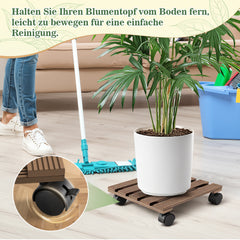 SWANEW WPC Pflanzenroller Quadratisch, Blumenroller mit Rollen