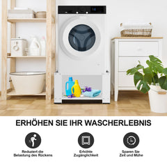 SWANEW Waschmaschinen Untergestell mit Einlegeböden, Waschmaschinensockel, Waschmaschinen-Unterschrank für Waschmaschinen & Trockner