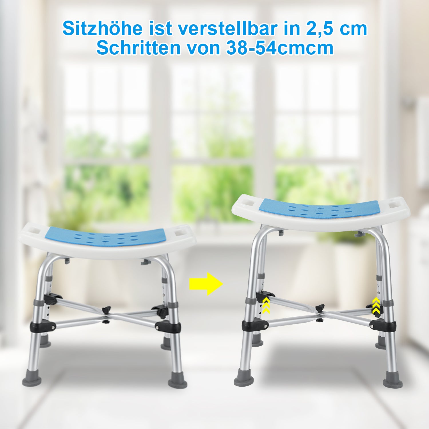 Duschstuhl mit Doppelt Verstärkter Querbalken und Kissen
