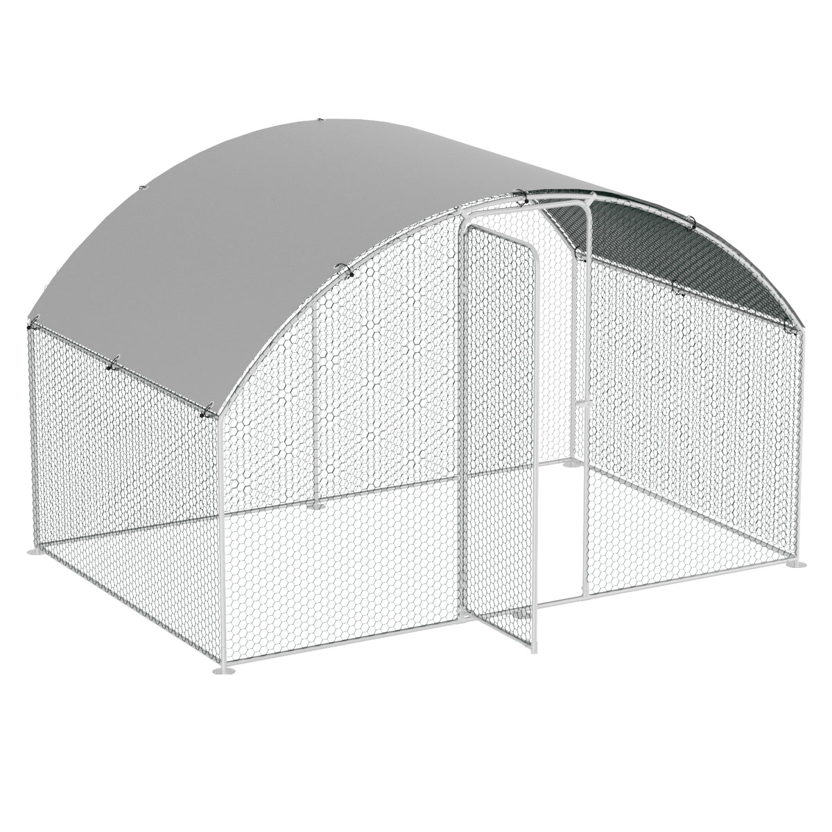 SWANEW Hühnerstall Freilaufgehege XL mit Schloss, 3x2x2m Verzinkter Stahl Hühnerhaus Freigehege Outdoor Geflügelstall Kuppeldach