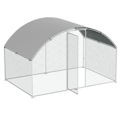 SWANEW Hühnerstall Freilaufgehege XL mit Schloss, 3x2x2m Verzinkter Stahl Hühnerhaus Freigehege Outdoor Geflügelstall Kuppeldach