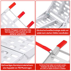 SWANEW Auffahrrampe 400kg Verladeschiene Verzinkter Stahl Antirutsch Verladerampe für Motorrad Rasentraktor Auto