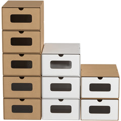 SWANEW Aufbewahrungsboxen mit Sichtfenster & Schublade, Faltbare Schuhboxen, Stapelbar Allzweckbox