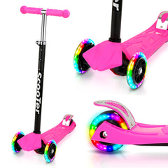 SWANEW Kinderroller Funscooter Tretroller Kickroller 3-Rad-Kinderroller LED-bis 50kg belastbar, Höhenverstellbar