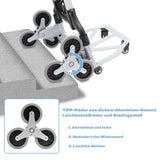 SWANEW Treppensteiger sackkarre klappbar, bis 75kg, Transportkarre extra Langer Teleskopgriff 100 cm, Aluminium treppensackkarre