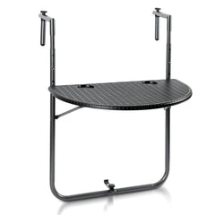 Balkontisch klappbar Hängetisch, klapptisch Balkongeländer, 3-Fach höhenverstellbarer balkontisch zum einhängen, 60 x 40 cm Halbrund Balkontisch klappbar Schwarz
