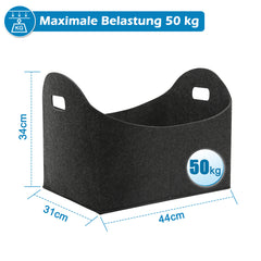 SWANEW Filzkorb Kaminholz Feuerholzkorb, Filztasche Holzkorb, Gross 44 * 31 * 34cm