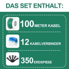 SWANEW Begrenzungskabel Set, Ø2,7m bissfest Mähroboter Erdnägel Kabelverbinder