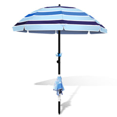 SWANEW Strandschirm Schirm Balkon Strand Terassenschirm 210cm Camping Sonnenschirm mit Tisch&Haken&Tragetasche