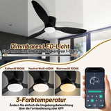 SWANEW Deckenventilator Mit Beleuchtung, 132cm, LED Ventilator Deckenlampe, Umkehrsfunktion, 6 Geschwindigkeiten