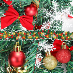 SWANEW 5m Weihnachtsgirlande mit 100 warmweißen LEDs Weihnachtsdeko Kranz Tannengirlande mit Kugeln Lichterkette