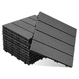 WPC Terrassenfliesen, 30x30 cm/30x60 cm Balkon Bodenfliese, Gartenfliesen mit Klick-System, Terrassendielen Balkonfliesen Klickfliesen, Anthrazit, Braun