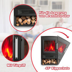 SWANEW Elektrokamin mit Heizlüfter Fernbedienung, 900/1800W Elektro Kamin mit Thermostat Heizfunktion, Timer, Elektrischer Heizung LED Kaminfeuer Effekt, WiFi Fernbedienung