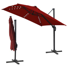 SWANEW Sonnenschirm 300 x 300 cm Solar LED Ampelschirm mit Kurbel UV50+, Drehbar und Kippbar