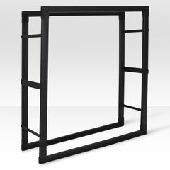 SWANEW Kaminholzregal innen metall Brennholzregal für innen außen, Kaminholzständer, Holzstapelhilfe, Schwarz