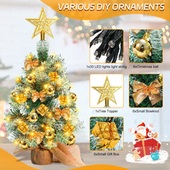 SWANEW Mini Weihnachtsbaum mit LED Beleuchtung, 40CM Tannenbaum Dekoration