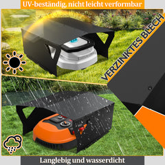 SWANEW Mähroboter Garage, Garage für Robotermäher, Verzinktes Blech, 78x60x34cm, Carport Überdachung für Rasenroboter