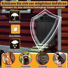 SWANEW Automatische Hühnerklappe Solar Haustierklappe Hühnerstalltür 33x24.5cm
