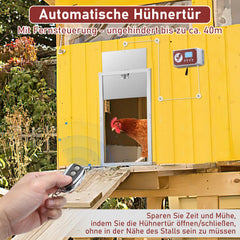 SWANEW Automatische Hühnerklappe Hühnertür Elektrische Hühnerklappe Hühnerhaus Chicken-Door mit Lichtsensor, Zeitschaltuhr, LED Display