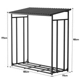 SWANEW Brennholzregal Grau Stahl mit Dach Holzlagerung Verzinkt Stapelhilfe Plane Schutz 185 x 70 x 185 cm