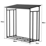 SWANEW Kaminholzregal, Metall brennholzregal, Feuerholzregal, mit Dach, 185x70x185cm