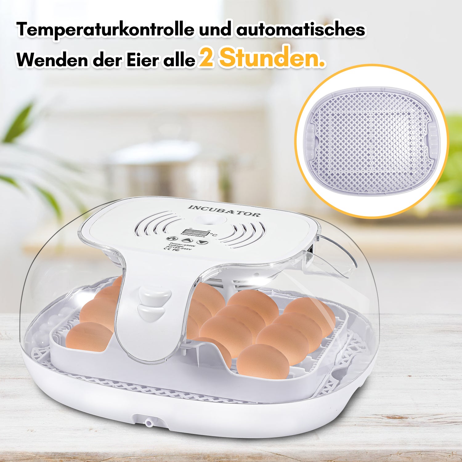 Brutautomat Vollautomatisch Inkubator für 16 Hühnereier