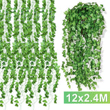 SWANEW Künstliche Efeu Efeugirlande 12/24er pack Girlande Hängende 2.4m Hochzeit Deko