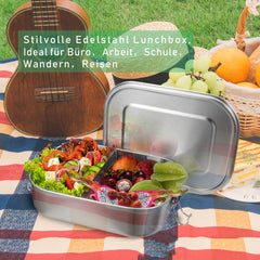 SWANEW Edelstahl Brotdose auslaufsicher Lunchbox Metall Dichte Bento Box Fassungsvermögen mit Fächern