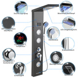 SWANEW LED Duschpaneel, Regendusche Duschsystem, 5-in-1, mit Temperaturanzeige, Edelstahl Duschsäule