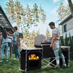 SWANEW Faltbar Campingküche,Campingschrank mit Tragetasche,Alu Outdoor Camping Küche,Zeltschrank,Küchenbox