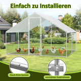SWANEW Freilaufgehege Hühnerstall 3x6x2m, Geflügelstall mit Schloss, Hühnerhaus, Verzinkter Stahl