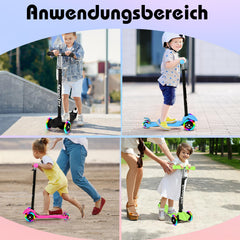 SWANEW Kinderroller Funscooter Tretroller Kickroller 3-Rad-Kinderroller LED-bis 50kg belastbar, Höhenverstellbar