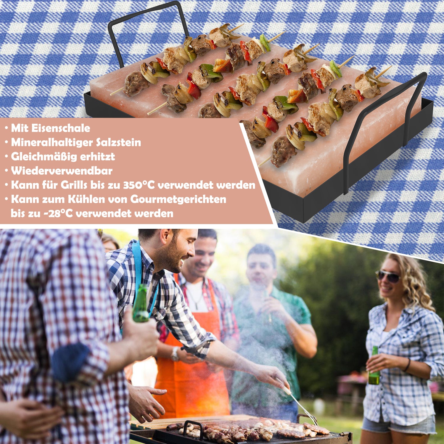 Salzstein zum Grillen 20x30x3cm