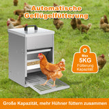 SWANEW Futterautomat Hühner mit Trittplatte, Deckel, 5kg verzinkt, Futterspender Hühner, Hühner Zubehör