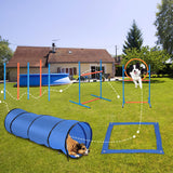 SWANEW Agility Set Hunde groß, 5-teiliges Set Hundetraining zubehör Agility Hürde, Slalom, Agility Hürde, Sprungring & Hundetunnel