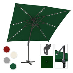 SWANEW Sonnenschirm 300 x 300 cm Solar LED Ampelschirm mit Kurbel UV50+, Drehbar und Kippbar