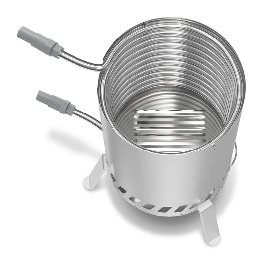 SWANEW Brennholz Poolheizung, Schwimmbadheizung mit Feuer, 100% rostfreier Edelstahl Poolheizung Feuertonne, 32-38mm Anschlüsse, mit Feuerfeste Matte und Tablett