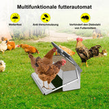 SWANEW Futterautomat für hühner Geflügel mit Deckel Futterspender, 5kg Fußpedal selbstöffnender Futtertrog automat hühnerfutter