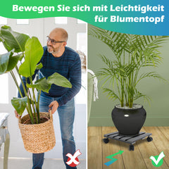 SWANEW  WPC Pflanzenroller, Blumenroller mit Rollen, Kübelroller für Pflanzen, Blumentopf, Eckig 30 x 30 cm｜Rund Ø 30 x 7,5 cm