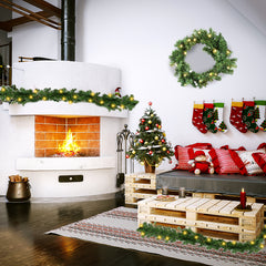 SWANEW Weihnachtsgirlande 5m 100 LEDs, Weihnachten Dekoration, Weihnachten Grüne Girlande mit Lichterkette Tannengirlande