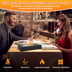 SWANEW Tischkamin Bioethanol, Dekokamin, Tischfeuer mit Löschstab Ethanol, 35 x 18 x 15 cm