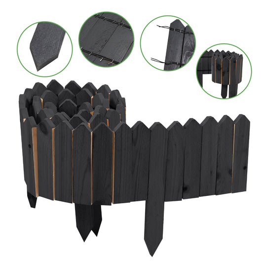 SWANEW Rasenkante Holz, Beetumrandung, Steckzaun, Gartenpalisade