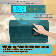 SWANEW 10 Eier Brutmaschine Vollautomatisch, Brutautomat Vollautomatisch Hühner mit Feuchtigkeitsüberwachung und Automatischer Eierrotation