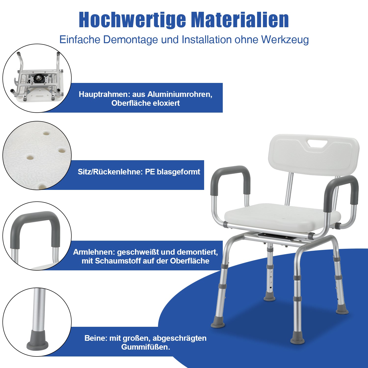 Duschstuhl 360° Drehbarer