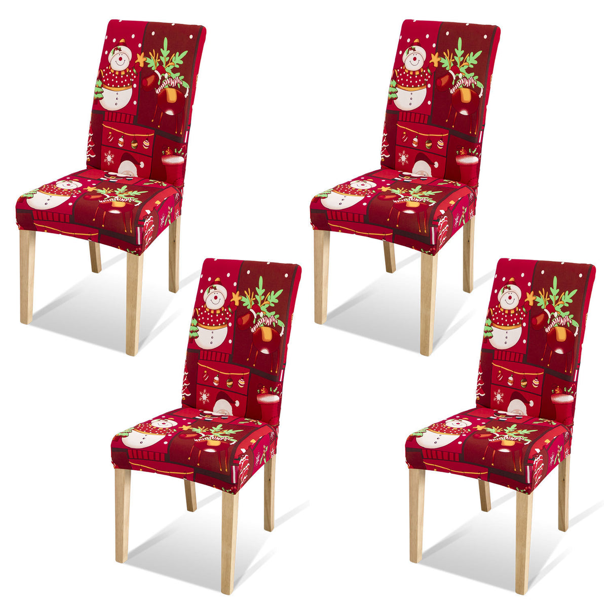 SWANEW Weihnachtliche Stuhlhussen, 4/8/12er Set Elastische Universelle Stuhlüberzug