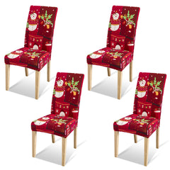 SWANEW Weihnachtliche Stuhlhussen, 4/8/12er Set Elastische Universelle Stuhlüberzug
