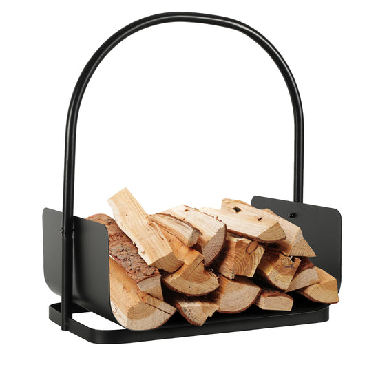 SWANEW Feuerholzablage Tragbarer Kaminholzkorb mit Griff Kompakter Kaminholzregal  40x30x46cm